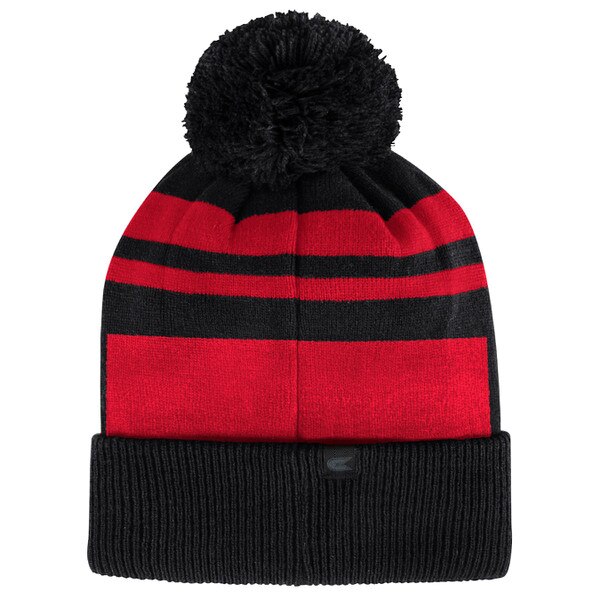 Black/Red Striped Cuffed Knit Beani